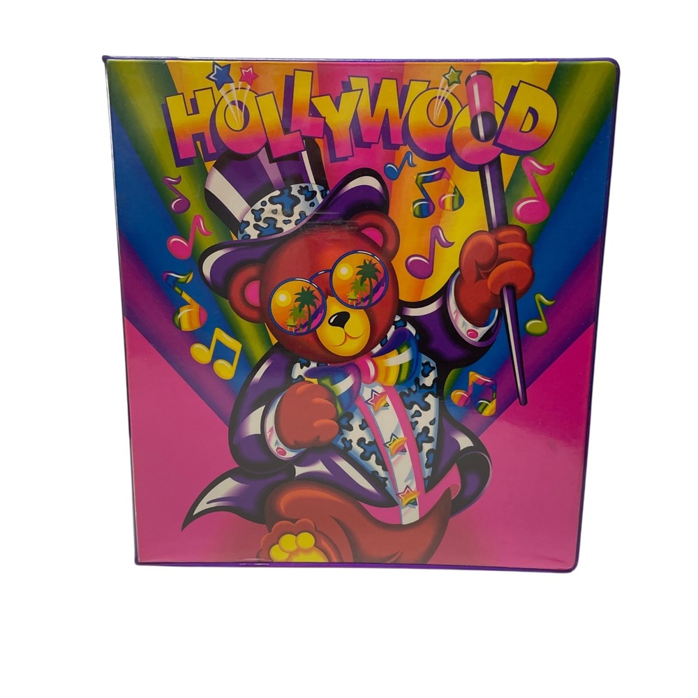 Lisa Frank Vintage Hollywood Bear 3 Ring Binder Stuart Hall Made in the USA